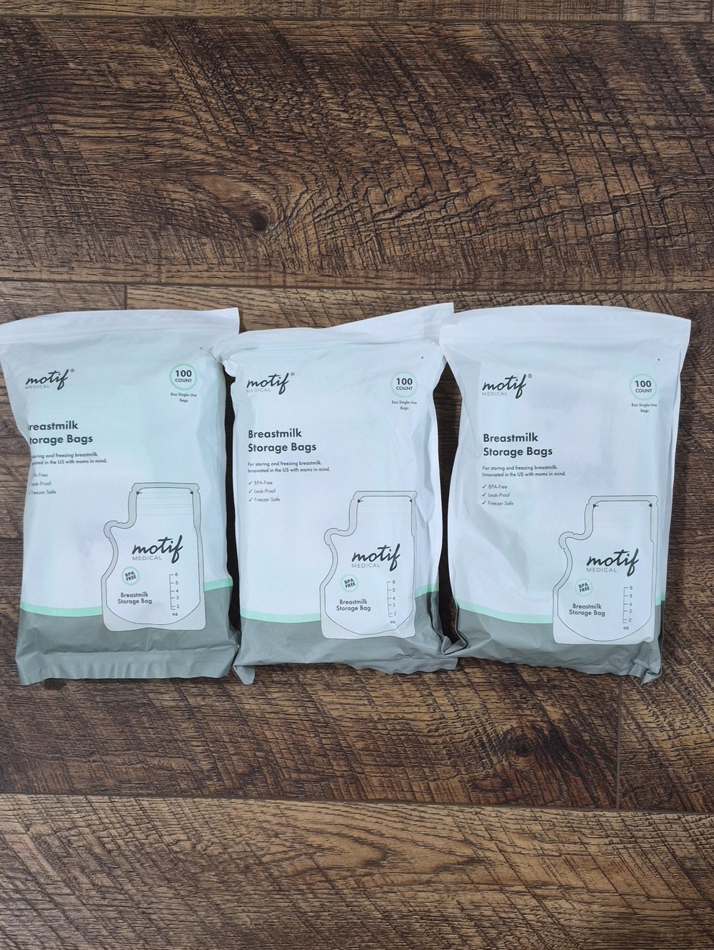 New Motif Medical Breastmilk Storage Bags Pouches 100ct 8 Oz Lot Of Three